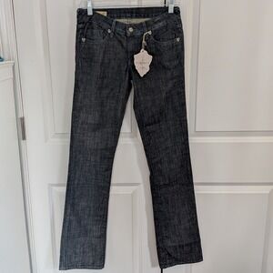 J&Company Los Angeles Dark Wash Straight‎ Leg Paisley Beaded Jeans Size 27 NWT